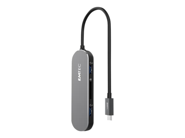 EMTEC HUB 6-in-1 Type-C T650C - Hubb - 3 x USB 3.1 Gen 1 + 1 x USB-C (strömgenomströmning) - skrivbordsmodell