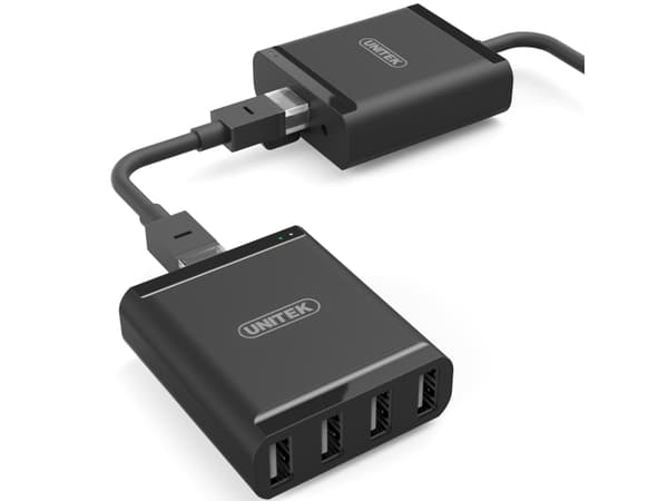 Unitek USB2.0 Extender Over RJ45 + 4-Port Hub - USB-utvider - USB 2.0 - opp til 60 m