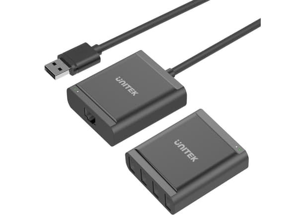 Unitek USB2.0 Extender Over RJ45 + 4-Port Hub - USB-utvider - USB 2.0 - opp til 60 m