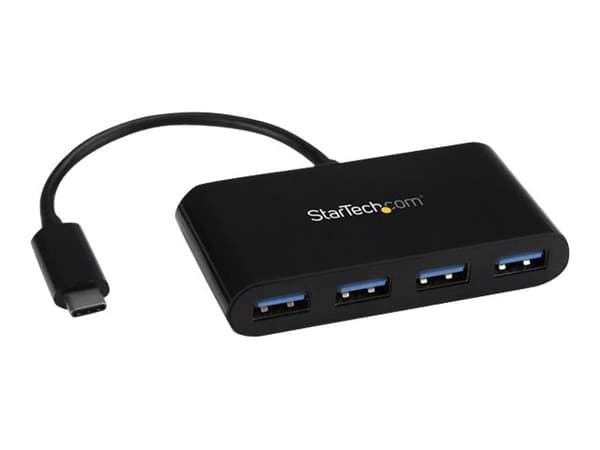StarTech.com HB30C4AB grensesnitt-hub USB 3.2 Gen 1 (3.1 Gen 1) Type-C 5000 Mbit/s Sort