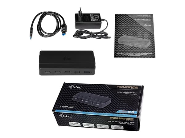 i-tec U3HUB742 gränssnittshubbar USB 3.2 Gen 1 (3.1 Gen 1) Type-B 5000 Mbit/s Svart