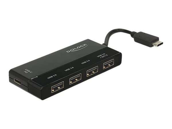 Delock External USB 3.1 Gen 1 Hub USB Type-C - Hubb - 4 x USB 3.1 + 1 x USB-C (strömgenomströmning) - skrivbordsmodell