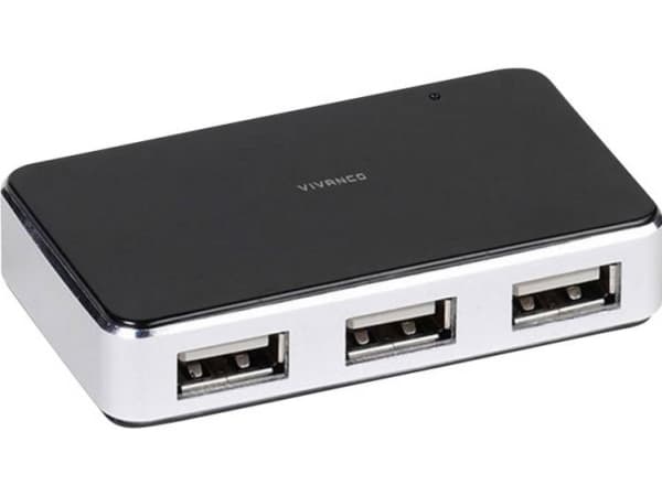 Vivanco IT USBHUB4PWR, USB 2.0, USB 2.0, 4800 Mbit/s, Svart, AC,USB, 110 - 240 V