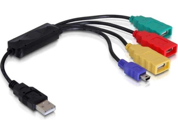 Delock USB 2.0 external 4-port cable HUB - Hubb - 4 x USB 2.0 - skrivbordsmodell
