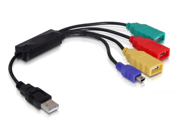 Delock USB 2.0 external 4-port cable HUB - Hubb - 4 x USB 2.0 - skrivbordsmodell