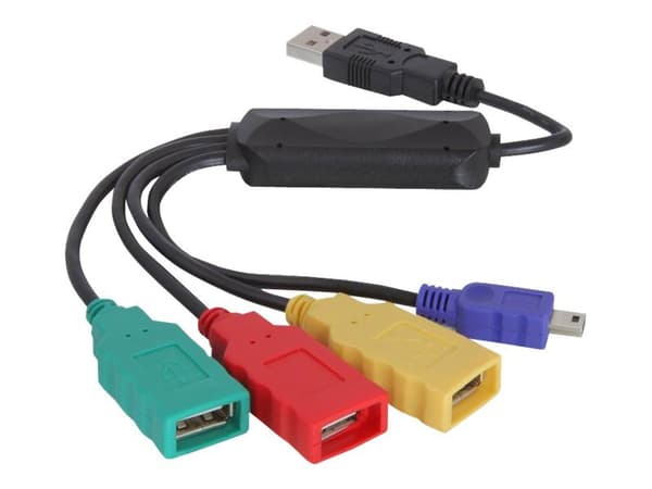Delock USB 2.0 external 4-port cable HUB - Hubb - 4 x USB 2.0 - skrivbordsmodell
