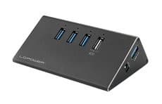 LC Power LC-HUB-ALU-2B-4 - Hubb - 3 x SuperSpeed USB 3.0 + 1 x SuperSpeed USB 3.0 (laddning) - skrivbordsmodell