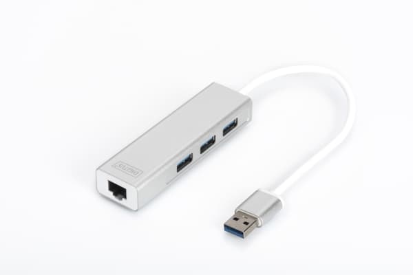 Digitus DA-70250-1, USB 3.2 Gen 1 (3.1 Gen 1) Type-A, IEEE 802.3, IEEE 802.3ab, IEEE 802.3u, Hopea, Valkoinen, USB 3.2 Gen 1 (3.1 Gen 1) Type-A, Alum