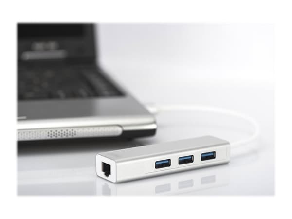 Digitus DA-70250-1, USB 3.2 Gen 1 (3.1 Gen 1) Type-A, IEEE 802.3, IEEE 802.3ab, IEEE 802.3u, Hopea, Valkoinen, USB 3.2 Gen 1 (3.1 Gen 1) Type-A, Alum