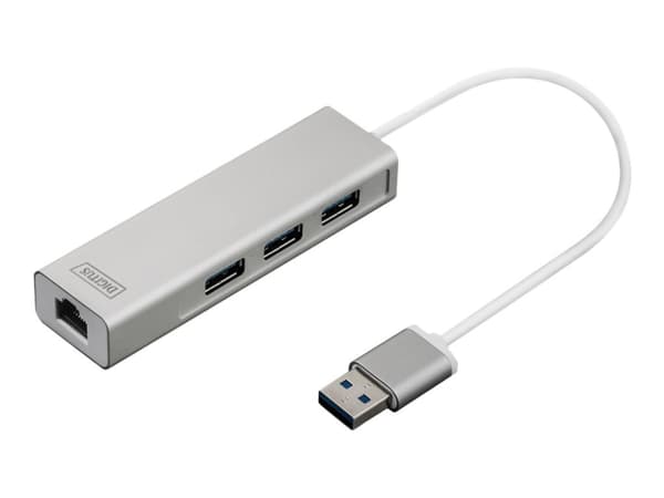 Digitus DA-70250-1, USB 3.2 Gen 1 (3.1 Gen 1) Type-A, IEEE 802.3, IEEE 802.3ab, IEEE 802.3u, Hopea, Valkoinen, USB 3.2 Gen 1 (3.1 Gen 1) Type-A, Alum