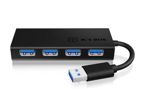 ICY BOX IB-AC6104-B - Hubb - 4 x SuperSpeed USB 3.0 - skrivbordsmodell