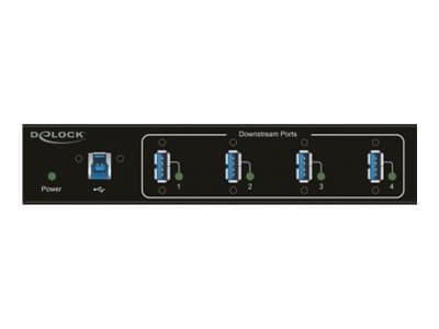 Delock External Industry Hub 4 x USB 3.0 Type-A with 15 kV ESD protection - Hubb - 4 x SuperSpeed USB 3.0 - väggmonterbar - likström