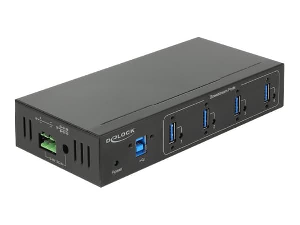 Delock External Industry Hub 4 x USB 3.0 Type-A with 15 kV ESD protection - Hubb - 4 x SuperSpeed USB 3.0 - väggmonterbar - likström