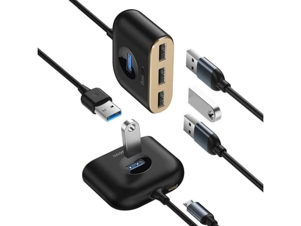 Baseus Square round 4-i-1 USB 3.2 Gen 1 (3.1 Gen 1) Type-C 480 Mbit/s Svart