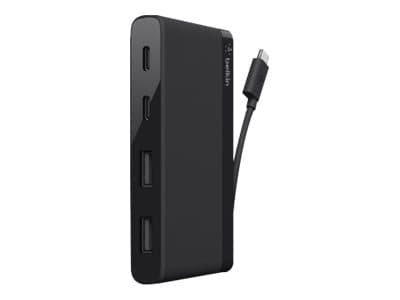 Belkin USB-C 4-Port Mini Hub - Hubb - 4 x SuperSpeed USB 3.0 - skrivbordsmodell