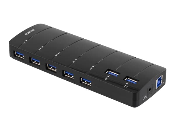 DELTACO UH-723 - Hubb - 7 x SuperSpeed USB 3.0 - skrivbordsmodell