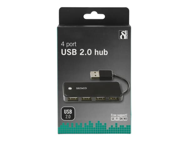Deltaco UH-480, USB 2.0, USB 2.0, 480 Mbit/s, Musta, Kiina, USB