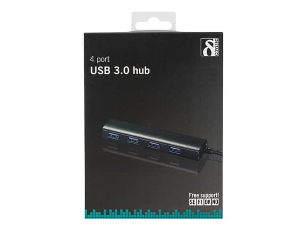 DELTACO UH-481 - Hubb - 4 x SuperSpeed USB 3.0 - skrivbordsmodell