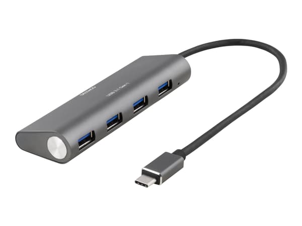 DELTACO USBC-1207 - Hubb - 4 x USB 3.1 Gen 1 - skrivbordsmodell
