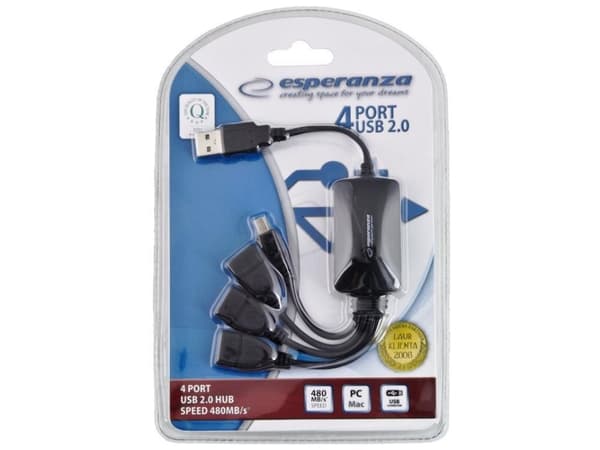 Esperanza - Hubb - 4 x USB 2.0 - skrivbordsmodell