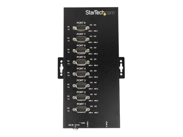 StarTech.com 8 Port Serial Hub USB to RS232/RS485/RS422 Adapter, Industrial USB 2.0 to DB9 Serial Converter Hub, IP30 Rated, Din Rail Mountable Metal