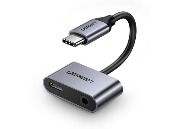 Ugreen 50596, USB 3.2 Gen 1 (3.1 Gen 1) Type-C, 3,5mm, USB 3.2 Gen 1 (3.1 Gen 1) Type-C, Svart, Metallisk, Huawei P40 / P40 Pro / P30 Pro / P20 / P20