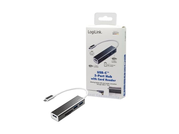 LogiLink UA0305, USB 3.2 Gen 1 (3.1 Gen 1) Type-C, Gjuten aluminium, MicroSD (TransFlash), SD, USB 3.2 Gen 1 (3.1 Gen 1) Type-A, Gjuten aluminium, CE