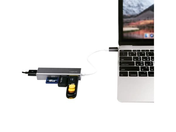 LogiLink UA0305, USB 3.2 Gen 1 (3.1 Gen 1) Type-C, Gjuten aluminium, MicroSD (TransFlash), SD, USB 3.2 Gen 1 (3.1 Gen 1) Type-A, Gjuten aluminium, CE