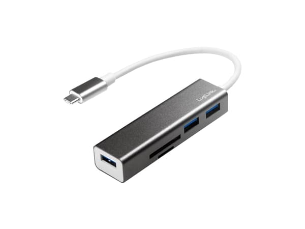 LogiLink UA0305, USB 3.2 Gen 1 (3.1 Gen 1) Type-C, Gjuten aluminium, MicroSD (TransFlash), SD, USB 3.2 Gen 1 (3.1 Gen 1) Type-A, Gjuten aluminium, CE