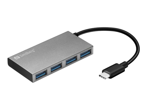 Sandberg USB-C to 4 xUSB 3.0 Pocket Hub USB 3.2 Gen 1 (3.1 Gen 1) Type-C Hvit