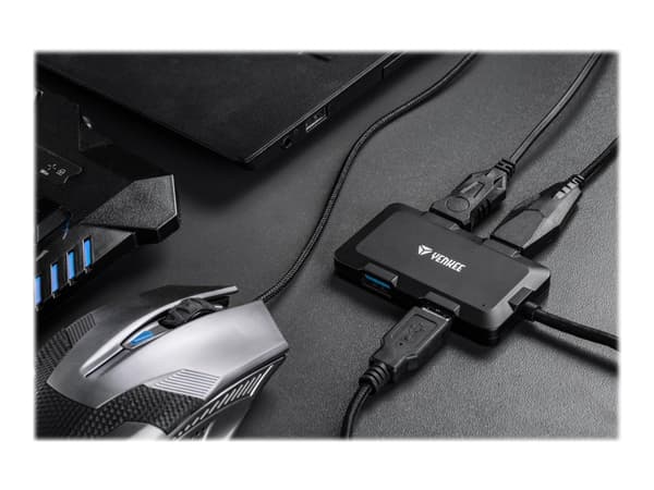 YENKEE YHB 4341BK - Hubb - 4 x SuperSpeed USB 3.0 - skrivbordsmodell