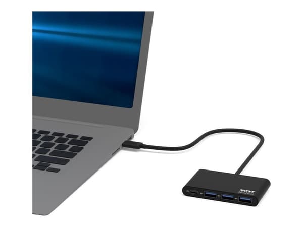 PORT Connect - Hubb - 3 x SuperSpeed USB 3.0 + 1 x USB-C - skrivbordsmodell
