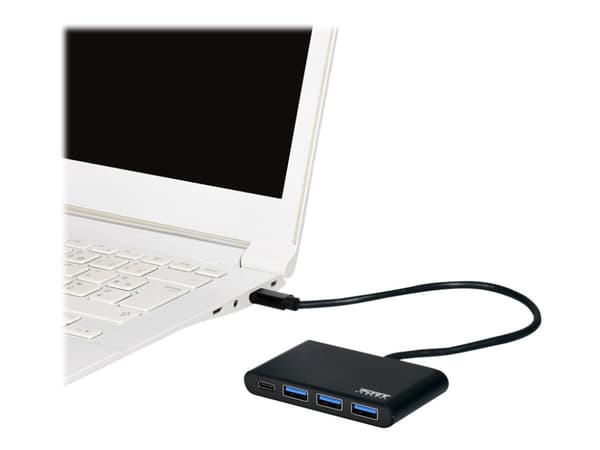 PORT Connect - Hubb - 3 x SuperSpeed USB 3.0 + 1 x USB-C - skrivbordsmodell