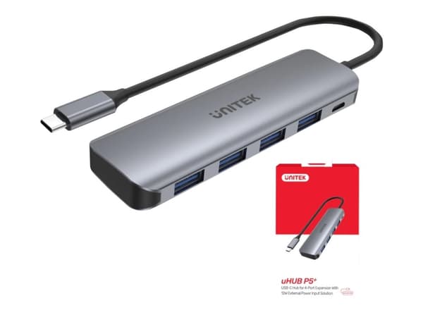 Unitek uHUB P5+ H1107A - Hub - 4 x USB 3.1 Gen 1 + 1 x mikro-USB - stasjonær