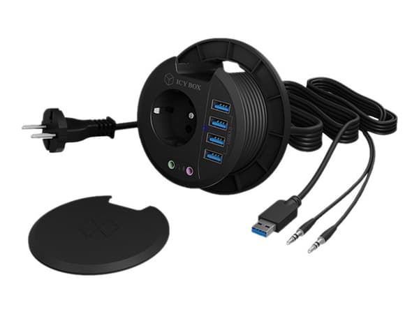 ICY BOX IB-HUB1430 - Hubb - 4 x SuperSpeed USB 3.0 - försänkt montering möjlig Svart