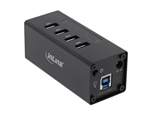 InLine 4043718214396, USB 3.2 Gen 1 (3.1 Gen 1) Type-A, USB 3.2 Gen 1 (3.1 Gen 1) Type-A, 5000 Mbit/s, Svart, Gjuten aluminium, 1 m