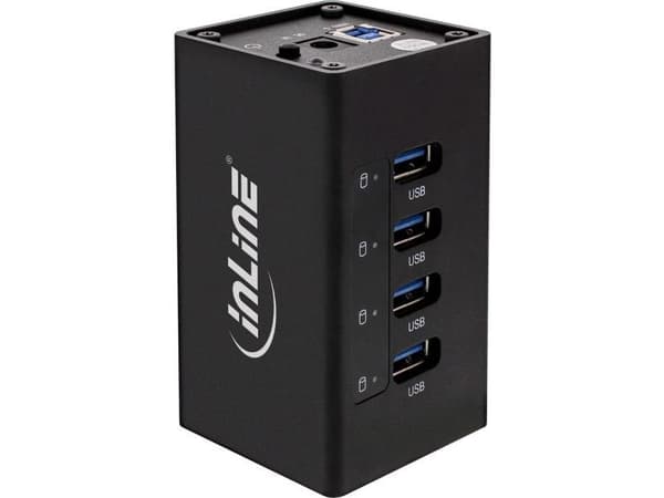 InLine 4043718214396, USB 3.2 Gen 1 (3.1 Gen 1) Type-A, USB 3.2 Gen 1 (3.1 Gen 1) Type-A, 5000 Mbit/s, Svart, Gjuten aluminium, 1 m