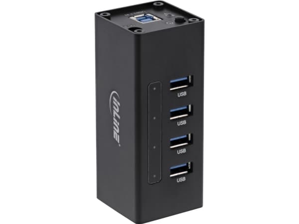 InLine 4043718214396, USB 3.2 Gen 1 (3.1 Gen 1) Type-A, USB 3.2 Gen 1 (3.1 Gen 1) Type-A, 5000 Mbit/s, Svart, Gjuten aluminium, 1 m