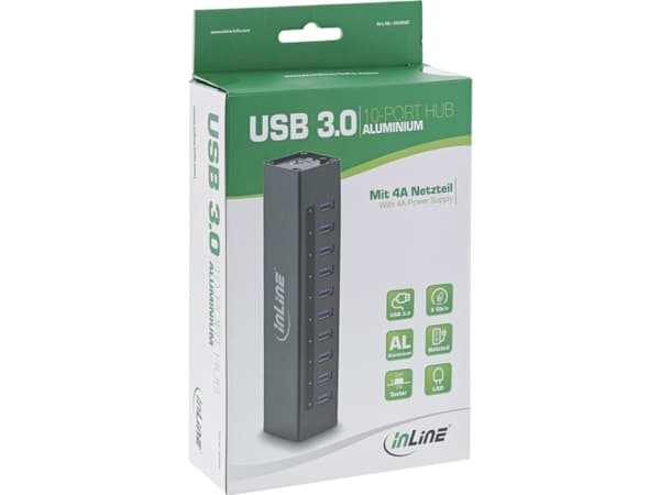InLine 4043718214419, USB 3.2 Gen 1 (3.1 Gen 1) Type-A, USB 3.2 Gen 1 (3.1 Gen 1) Type-A, 5000 Mbit/s, Svart, 1 m, ?DC