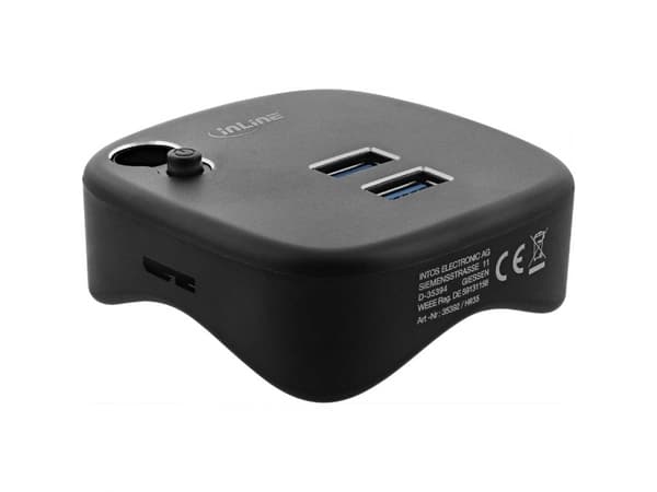 InLine 35392, USB 3.2 Gen 1 (3.1 Gen 1) Type-A, USB 3.2 Gen 1 (3.1 Gen 1) Type-A, MicroSD (TransFlash),SD, 5000 Mbit/s, musta, alumiini