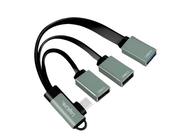 LogiLink UA0361, USB 3.2 Gen 1 (3.1 Gen 1) Type-C, USB 2.0, USB 3.2 Gen 1 (3.1 Gen 1) Type-A, 5000 Mbit/s, Silver, Gjuten aluminium, RoHS