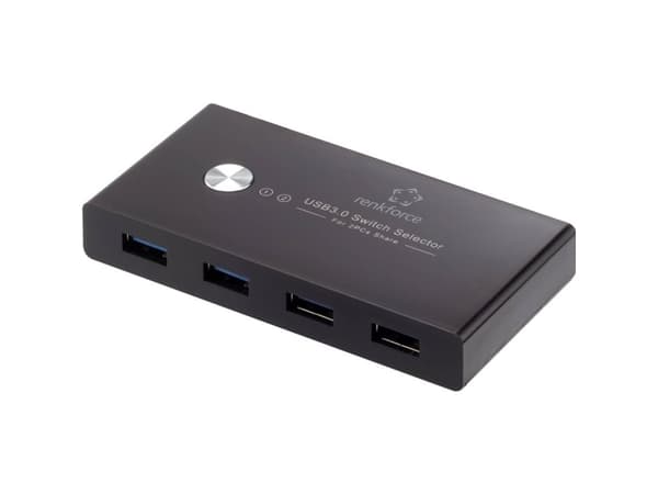 Renkforce RF-SHB-200 4 porte USB 3.0 Omskifter + Hub Sort