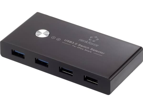 Renkforce RF-SHB-200 4 porte USB 3.0 Omskifter + Hub Sort