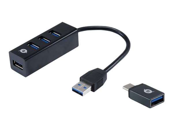 Conceptronic HUBBIES TAIL - Hubb - 4 x SuperSpeed USB 3.0 - skrivbordsmodell