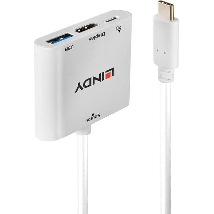LINDY USB 3.1 Type C til HDMI-konverter, med USB Type A-port og strømforsyning