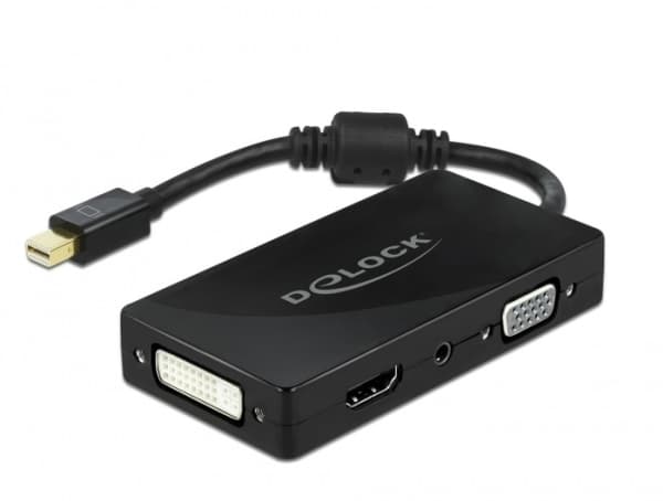 Delock - Videokort - Mini DisplayPort hane till HD-15 (VGA), mini-phone stereo 3.5 mm, DVI-I, HDMI, mikro-USB typ B hona - 15 cm - svart - passiv omv