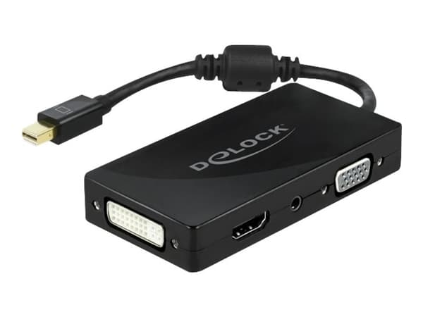 Delock - Video adapter - Mini DisplayPort hann til HD-15 (VGA), mini-phone stereo 3.5 mm, DVI-I, HDMI, Micro-USB type B hunn - 15 cm - svart - passiv