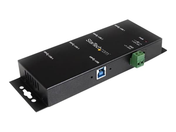 StarTech.com USB 3.0-hubb med 4 portar - Industriell USB-A-hubb i metall - USB-datahubb som kan monteras på vägg eller skrivbord - TAA-kompatibel USB