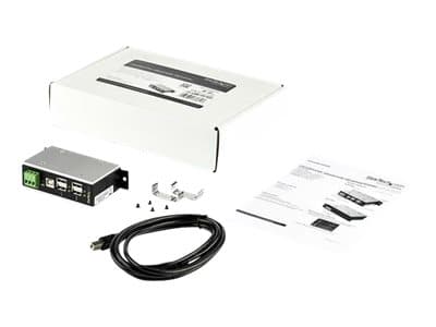 StarTech.com USB 2.0-hubb med 4 portar - Industriell USB-A-hubb i metall med ESD- och 350 W överspänningsskydd - Utökad driftstemperatur -40 till 85