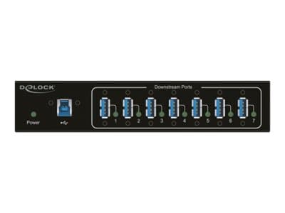 Delock External Industry Hub 7 x USB 3.0 Type-A with 15 kV ESD protection - Hubb - 7 x SuperSpeed USB 3.0 - väggmonterbar - likström
